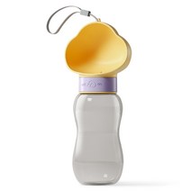 믹스MICS 반려동물 휴대용 물병 사료통 간식통 2in1 2단 3단 아웃도어 산책 용품 강아지 고양이 애견 애묘, L(600ml), 옐로우