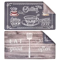 OPUX 피로 방지 주방 바닥 매트 양면 쿠션 메모리 폼 주방 러그 패드 방수 미끄럼 방지 패딩 편안한 스탠딩 매트 사무실 세탁 가정 81.3x43.2cm(32x17인치) (우, Coffee/Kitchen