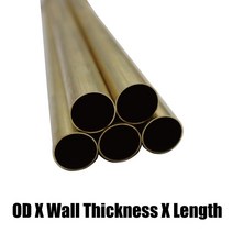 황동 튜브 파이프 0.8mm 1.5mm 2mm 3mm 4mm 6mm 7mm 9mm 10mm, 10 5.5x0.2x300mm 1pc