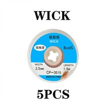 논용접봉 스텐용접봉 알곤 무연납 5pcs 1.5mm 2mm 2.5mm 3mm3.5mm1.5M 디 솔더링 와이어 브레이드 용접 솔더 리무버 심지 리드 코드 플럭스 BGA 수리 도구, 3.5mm 1.5m
