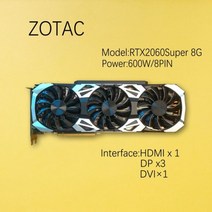 ZOTAC Geforce NVIDIA RTX2060Super 8G RTX2070 2080 11G 비디오 카드 그래픽 GPU, 11 RTX2060Super 8G