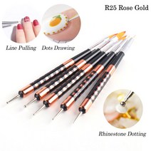 5pcs 도트 펜 네일 브러쉬 양방향 당겨 라인 젤 아크릴 파우더 그라디언트 페인팅 매니큐어 폴란드어 아트 도구 LY1978, R25 Rose Gold, 01 R25 Rose Gold
