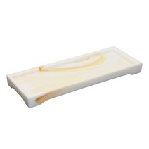 WJSHOP 마블 세면대 트레이 장식 주최자 디스플레이 플레이트 보관 트레이 수지 서빙 트레이 수조 데스크탑 잡화 홈, 29x10.5x2.6cm, 황백색