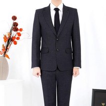 산토그리얼 다크그레이 남자 잔체크 세미 정장 코디 셋업수트