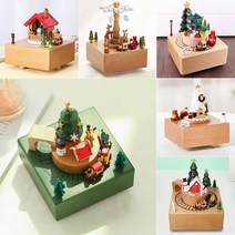 크리스마스 원목 오르골 (6종) 대만 우드 오르골 움직이는 회전 오르골 인테리어소품 집들이선물, 03.눈꽃송이 기차 오르골