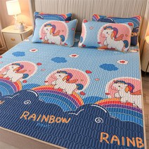 라텍스 돗자리 베개커버 세트 A라인 침대 쿨링 돗자리 여름 세탁기 가능 비보뉴 I933K496, 블루 말