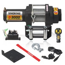 Sinoking 12VDC 1 360.8kg(300파운드) UTV ATV 윈치 0.5cm(3/16인치) x 1.9m(39피트) 스틸 케이블 12V 전기 윈치 키트 무선 리모컨, D3000