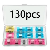 터미널 압착기 350pcs 열 수축 버트 커넥터 키트 스 플라이 싱 해양 와이어 방수 자동차 크림프, [02] 130pcs