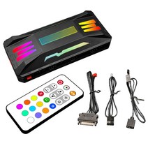 ARGB 팬 지능형 컨트롤러 케이스 8x4pin PWM 10X3 용 원격 제어 컴퓨터, 검은 색, 02 Black
