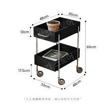 원목트롤리 책꽂이 다용도 원목 선반 슬라이딩 리빙 박스 서랍 트롤리 트롤리 선반, 검은 색