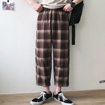 가바바 남성 일자바지 바둑판 무늬로 깔끔하게 입자 캐주얼 바지 G36217