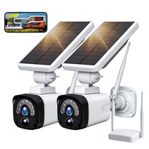 가정용CCTV 실외용 초고화질 CCTV 캠프용 태양광 발전 카메라 야외 방수 100% 가정용 무선 배터리 감시 보안 카메라 시스템 4MP, 13.영국 플러그 - 2 Cameras