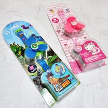 키즈비타 선풍기 2개 (헬로키티 1개 공룡메카드 1개) 어린이 캐릭터 팔찌 시계형 휴대용 장난감 와치