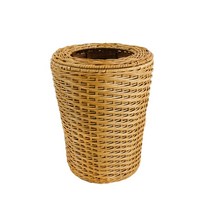 라탄 휴지통 등나무 가정용 거실 주방 간편한 대용량 소량 대형 중형 소형 쓰레기통, 커피 브라운 5L