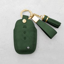 카프트 토레스 키케이스 가죽 스마트 키홀더 키링, 그린+골드, 양면각인, 테슬추가