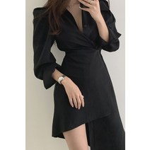 예복원피스 아나운서 우아한 긴팔 셔츠 드레스 여성용 새로운 프랑스 스타일 불규칙한 허리 포옹 가을