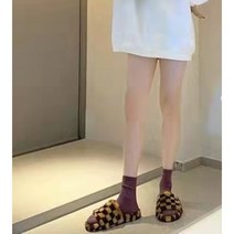 20대 여성 겨울 바둑판 체크 밍크 슬리퍼 실내화 내빈용실내화 성인 학원