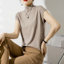 여성 폴라 민소매 니트 이너 루즈핏 나시 기본 티셔츠 터틀넥