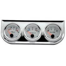 수온 오일 압력 볼트 게이지 52mm 3 in 1 트리플 키트 블랙크롬 베젤 블랙화이트 페이스 온도압력 센서 포, 04 Chrome and White