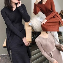 제이에스엘케이 JSLK 니트롱원피스 슬림핏 브이넥원피스 (9212349)