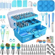 Decdeal 236pcs 케이크 장식 입 세트 3 레이어 스토리지 접는 선물 상자 베이킹 도구, 블루