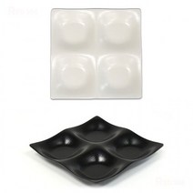 N3 - 한정식 멜라민 4칸 나눔접시 나눔그릇 찬기 일식 스끼다시 반찬그릇 반찬접시 길이 21.5cm 24.5cm, 1호 블랙