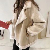 여성자켓 겨울용 캐주얼 스웨이드 페이크 퍼 숏 칼라넥 무스탕 자켓