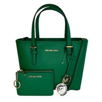 마이클코어스 Michael Kors Jet Set 여행용 XS Carryall 컨버터블 탑 지퍼 토트 SM TZ 동전 파우치 및 지갑 후크 번들 팔메토 그린