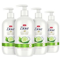 Dove Refreshing Care 오이 및 녹차 핸드 워시 깨끗하고 부드러운 손 세정제 먼지를 씻어내는 382.7g(13.5온스) 4개입