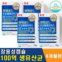 파워골드 프로바이오틱스 17 장용성 캡슐 100억 보장 유산균 4개월분, 4개, 단품, 30정
