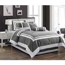 chezmoi 컬렉션 7피스 카프리스 호텔 스타일 침구 화이트블랙 스퀘어 패턴 이불 세트 퀸