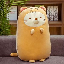 wanghuan만화 부드러운 귀여운 다운 코튼 고양이 긴 베개 일본 고양이 플러시 장난감 크리 에이 티브 인형 고양이 인형, 65cm, 연한 갈색