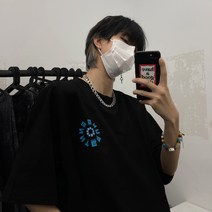 프린팅반팔티셔츠 INSSTUDIOS 트렌드 스트릿 클래식 심플 입체 이니셜 플라워 t셔츠 남성 2593912990