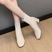 (베세토상점)여성 봄신발 검정 유니크 구두 사각코 앵글 부츠 9987ea