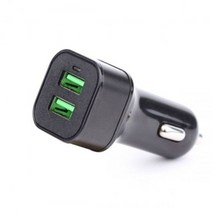 퀄컴 퀵차지 3.0 2포트 USB 차량용 충전기, 없음