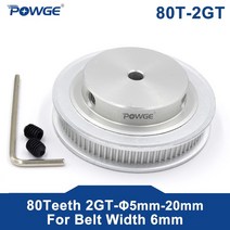Powge 80 치아 2m 2gt 동기 풀리 보어 566.35 81012mm 폭 6mm 2mgt 타이밍 벨트 gt2 풀리 벨트 80teeth 80t, 10mm, 벨트 폭 6mm용, 2개