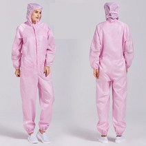 여름 가을 방진복 무진복 제전복 정전기 방지 방전복 남녀 방호복 래커복 블루 화이트 페인트 작업복, 핑크 점프슈트[포켓 추가], 1개