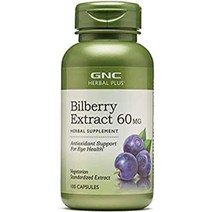 GNC Herbal Plus Bilberry Extract 60mg 100 Capsules Supports Eye Health, 1
