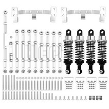 원격 조종 RC 너트 잠금 장치가있는 금속 조향 링크 타이로드 마운트 충격 흡수 장치 키트 1/12 MN D90 D91 MN40 MN45 MN99 MN99s 1/16 WPL C14, [01] WPL silver