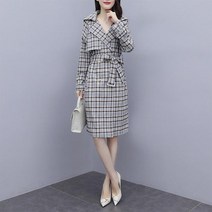 기온별 옷차림 슬림핏 벨티드 체크 트렌치코트