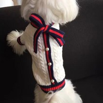 강아지 명품 니트 리본 스웨터 중소형 애견 겨울옷