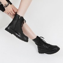 프리티슈 여성 레이스업 캐주얼 통굽 안감 기모 워커 앵클부츠 4cm