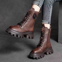 가을 겨울 여성 워커 통굽 미끄럼 방지 기질 미들 부츠