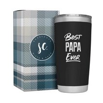 SassyCups Best Papa Ever | 20オンス 각인 블랙 스테인리스 스틸 단열 여행 머그 Happy Birthday New 텀블러 Pop Again Poppy Tumb