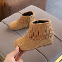 털부츠 겨울 워커 여성 반 부츠 프린지 소녀 발목 공주 달콤한 레드 핑크 블랙 플록 패브릭 고무 유아 어린이 코튼 패딩 태슬