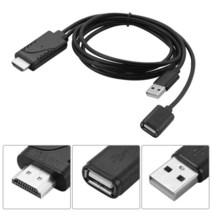 업소용빔프로젝터 미니프로젝터 가정용프로젝터 HDMI 호환 남성 HDTV 어댑터 케이블에 1 USB 여성에 2 아이, 01 black