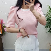 제이후 라운드 셔링 예쁜 어깨 퍼프 반팔 티셔츠