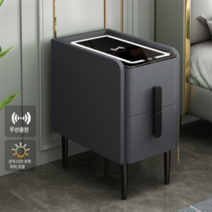 스마트협탁 침대옆 bedside 테이블 usb 블루투스 무선충전, 완제품, 50cm, 다크 그레이 무선충전+삼색등