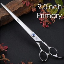 강아지가위 귀털제거 애견 커브 Fenice 다채로운 손잡이 전문, 04 silver 9.0inch