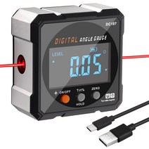 레이저 디지털 각도기 경사계 각도기 레이저 USB 경사계 레벨 각도 파인더 각도계 자석 기울기 측정 도구, Black, 1개